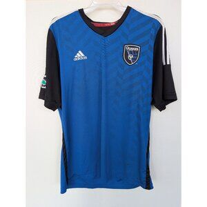 Adidas San Jose Quakes Blue & Black Short Sleeve Soccer Jersey Large 2014-2015